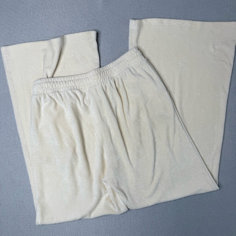 Beyond Yoga Tropez Terrycloth Pull-On Wide Leg Pant Cream Size Large - Picture 9 of 10